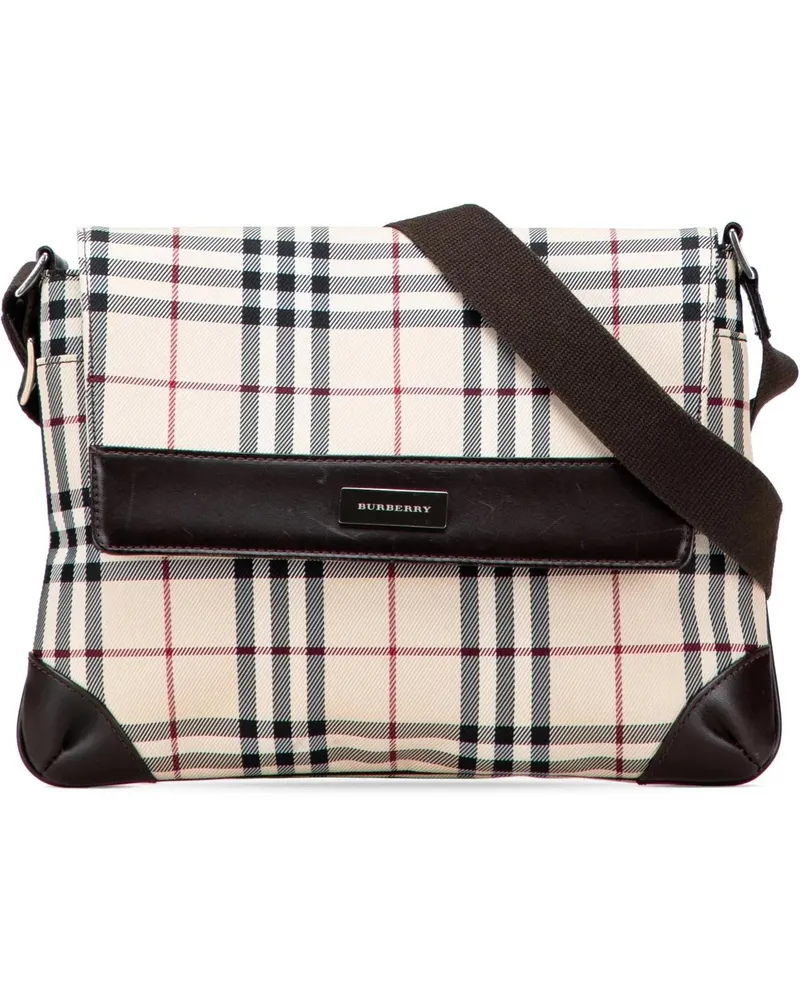 Burberry Hobo Bags House Check Canvas Flap Crossbody braun Braun