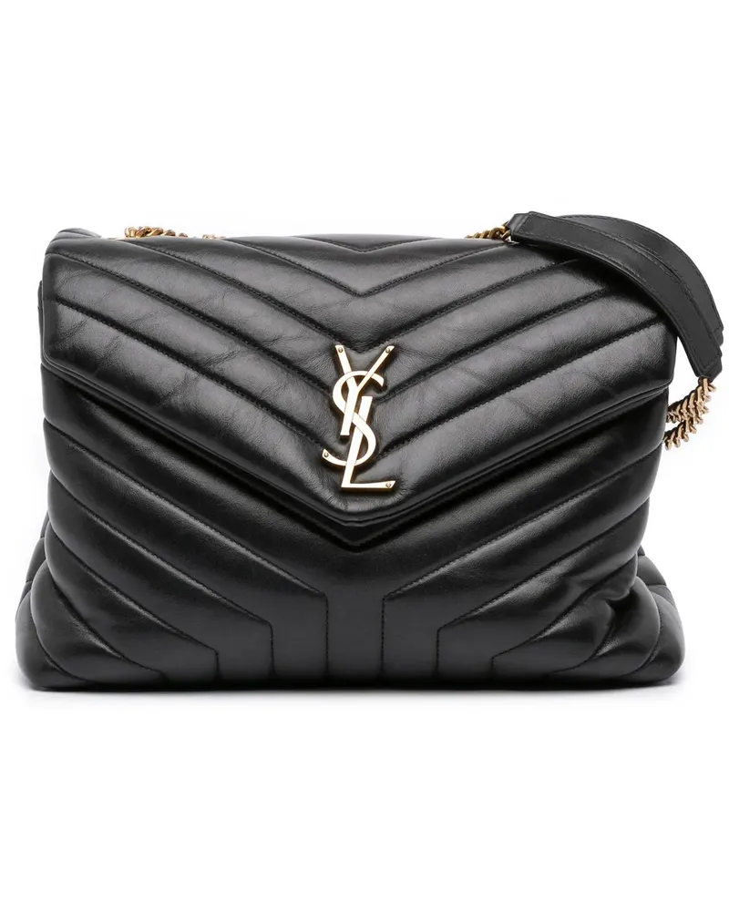 Saint Laurent Hobo Bags Medium Matelasse Leather LouLou Shoulder Bag schwarz Schwarz