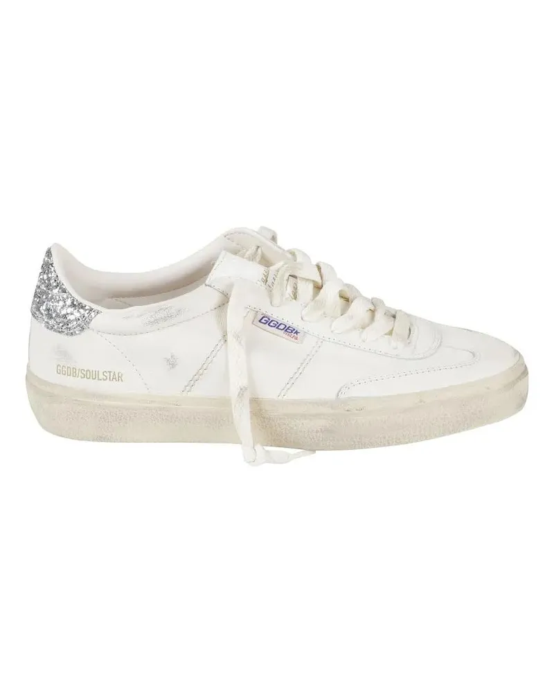 Golden Goose Low-Top Sneaker Low-Top Sneakers With Distressed Finish And Glitte weiß Weiß