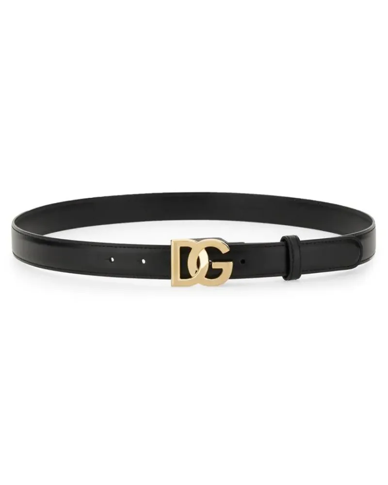 Dolce & Gabbana Gürtel Belt With Logo Buckle Crafted schwarz Schwarz