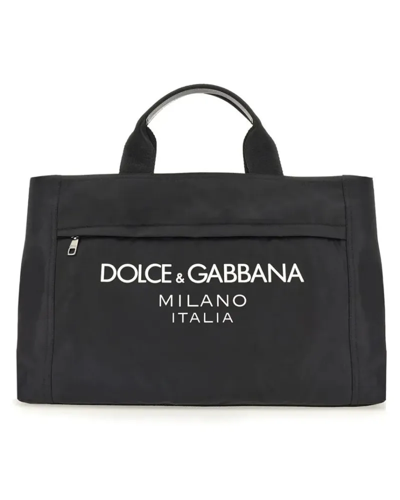 Dolce & Gabbana Hobo Bags Borsone In Nylon Con Logo schwarz Schwarz