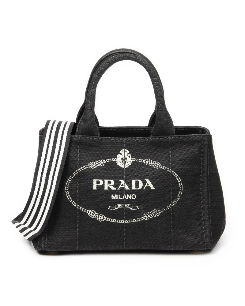 Prada Crossbody Bags Small Canapa Tote schwarz Schwarz