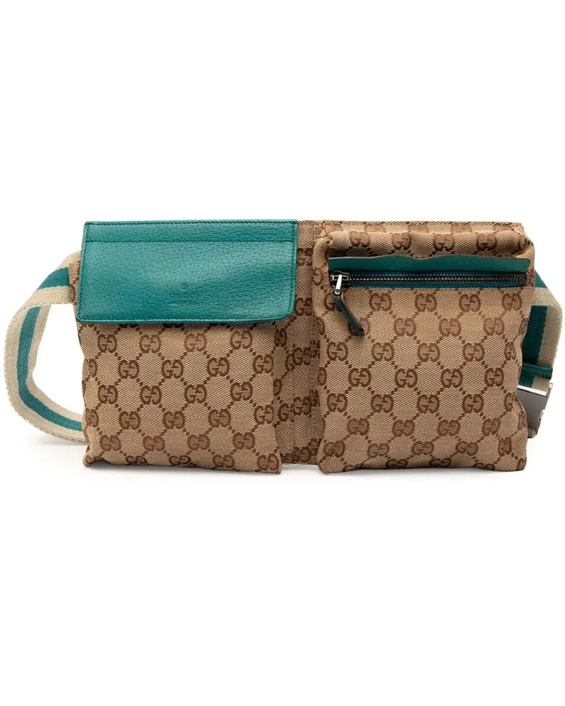 Gucci Bauchtaschen GG Canvas Web Double Pocket Belt Bag braun Braun