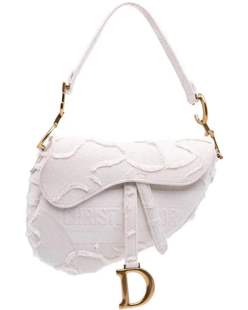 Dior Hobo Bags Mini Canvas Embroidered Camouflage Saddle Bag weiß Weiß