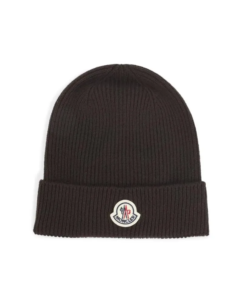 Moncler Caps & Mützen Ribbed Knit Hat With Folded Cuff braun Braun