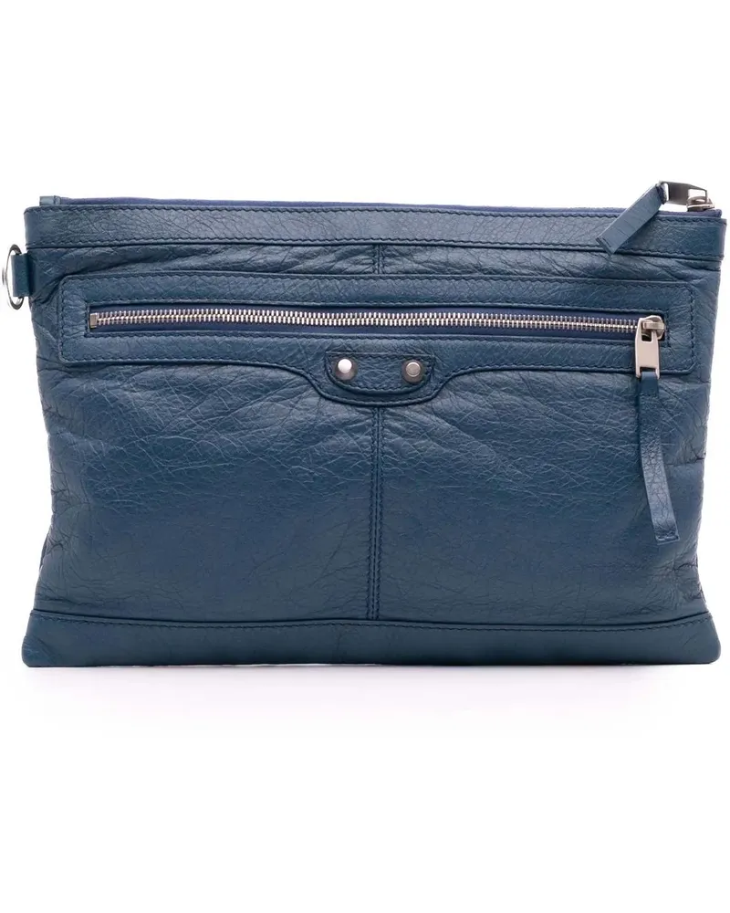 Balenciaga Clutches Lambskin Motocross Classic Clip M Clutch blau Blau