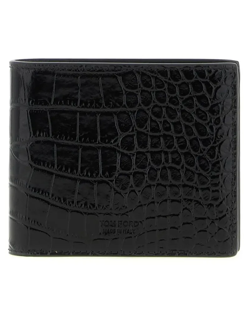 Tom Ford Portemonnaies Crocodile Leather Wallet schwarz Schwarz