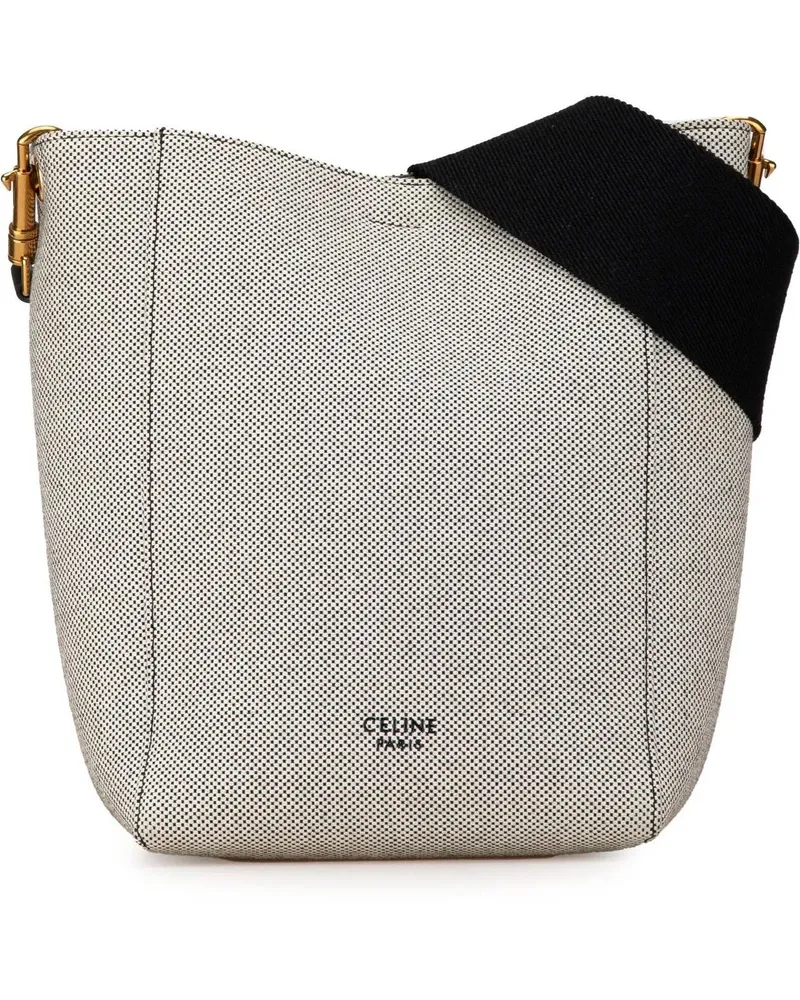 Celine Hobo Bags 2019 Small Canvas Seau Sangle Bag weiß Weiß