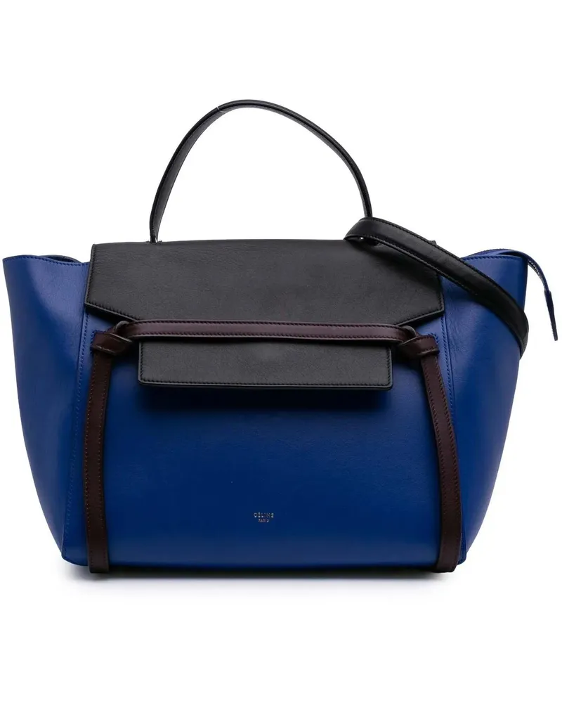 Celine Hobo Bags Mini Bicolor Grained Calfskin Belt Bag blau Blau