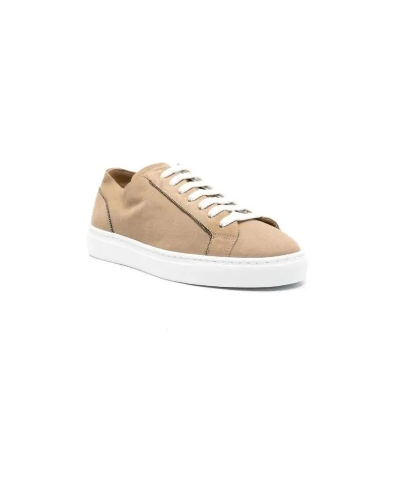 Doucal´s Low-Top Sneaker Monili Chain-Detail Suede Sneakers braun Braun