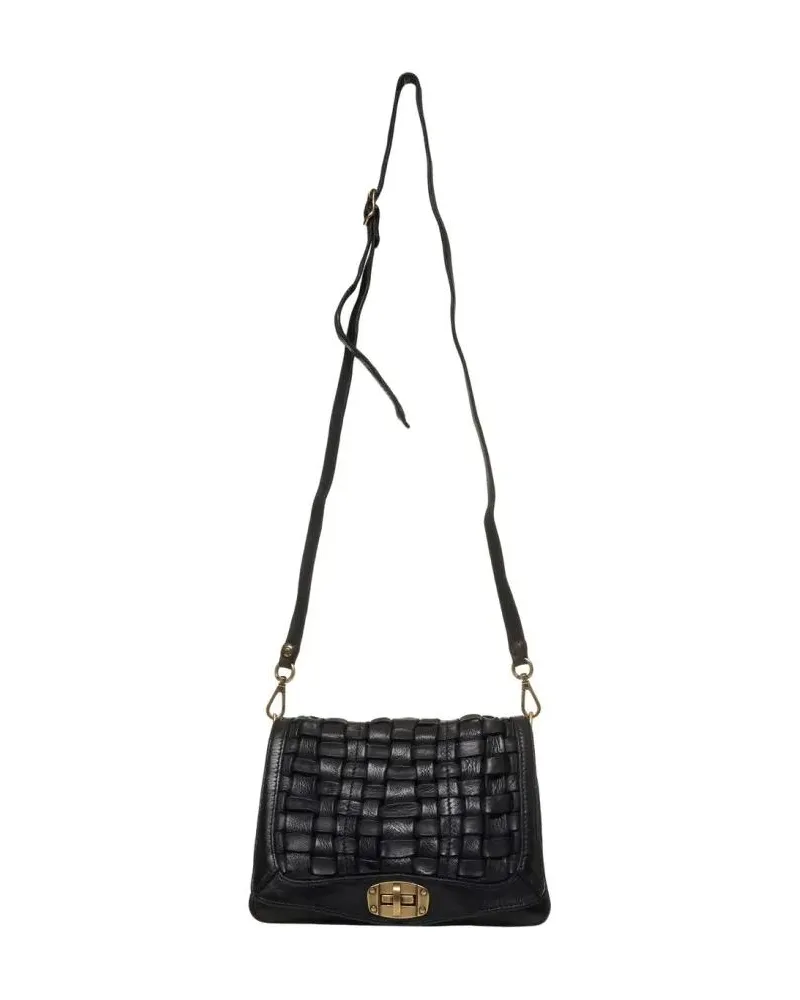 Campomaggi Hobo Bags Shoulder Bag With Distinctive Woven Leather Design schwarz Schwarz