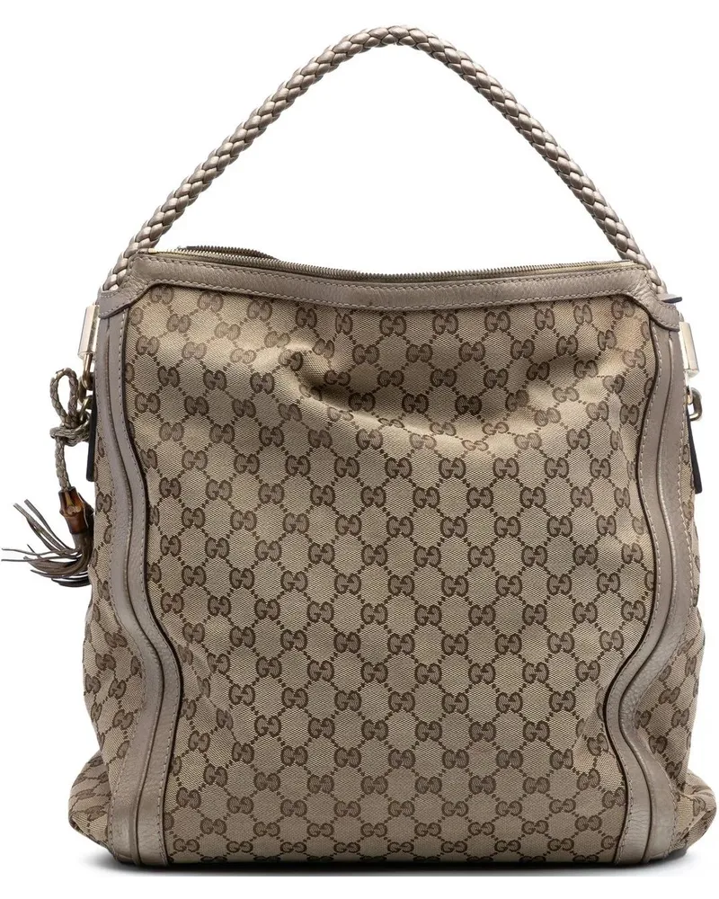 Gucci Hobo Bags Large GG Canvas Bella Shoulder Bag braun Braun
