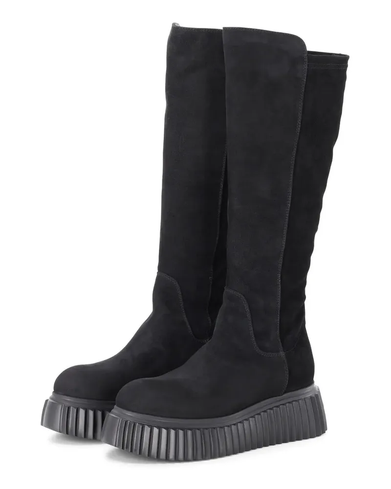 Attilio Giusti Leombruni Low-Top Sneaker Stiefel Gloria aus Stretch-Veloursleder schwarz Schwarz