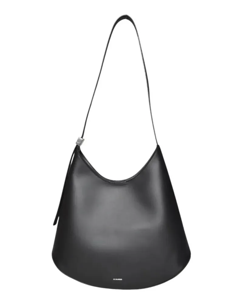 Jil Sander Hobo Bags Medium Eldorado Black Leather Bag schwarz Schwarz