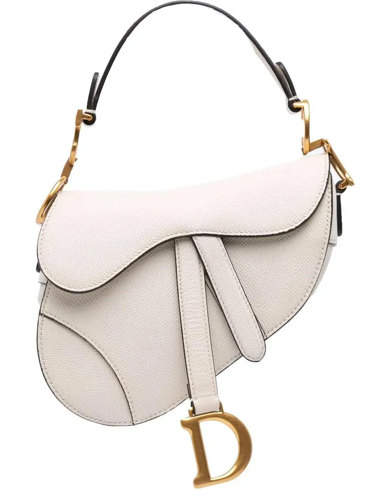 Dior Hobo Bags Mini Grained Calfskin Saddle Bag weiß Weiß