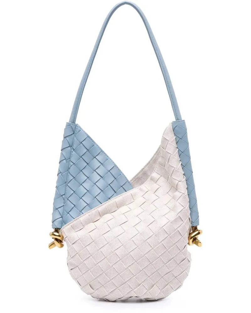 Bottega Veneta Hobo Bags 2021-2025 Small Nappa and Canvas Intrecciato Solst blau Blau
