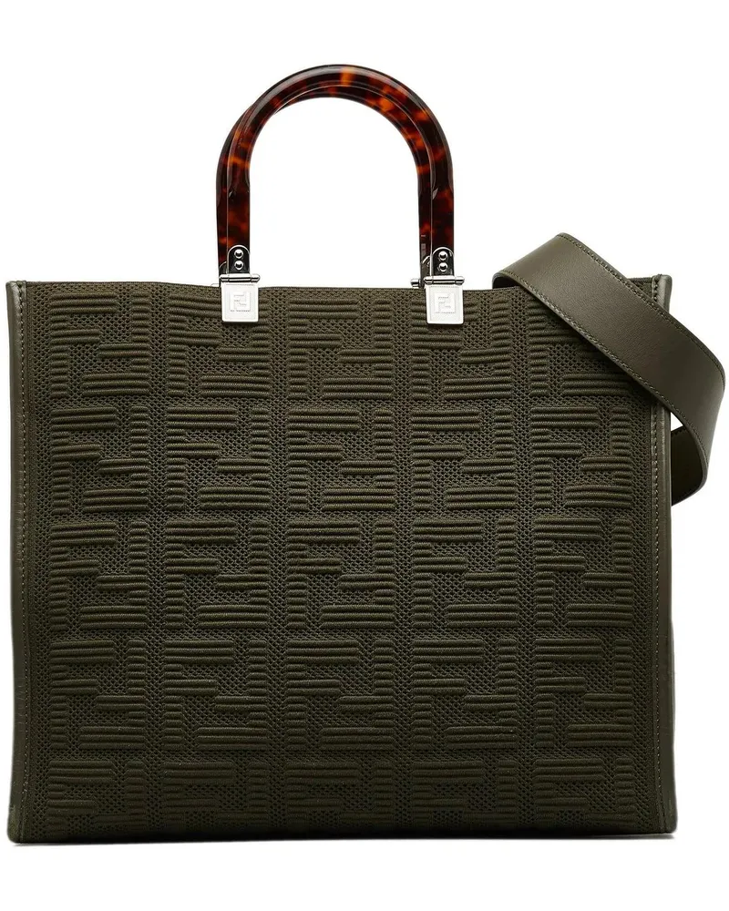 Fendi Hobo Bags 2012-present Medium Zucca Sunshine Shopper Canvas grün Grün