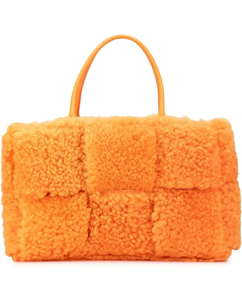 Bottega Veneta Shopper Small Shearling Intrecciato Arco Tote orange Orange