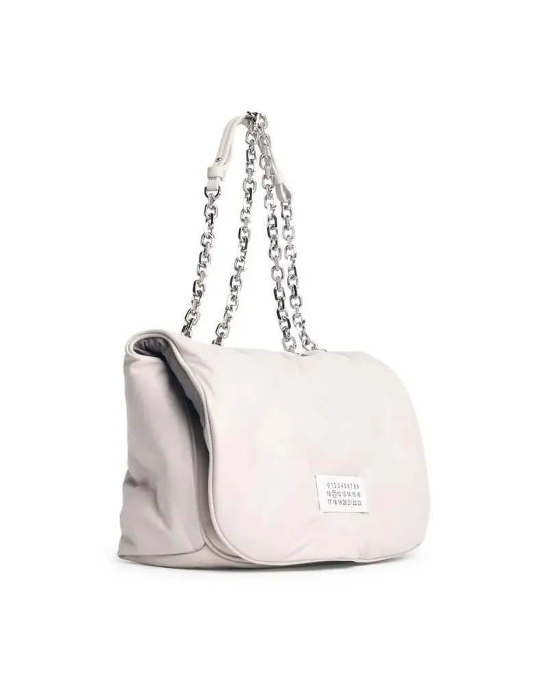 Maison Margiela Shopper 'Glam Slam' Cream Leather Crossbody Bag Grau