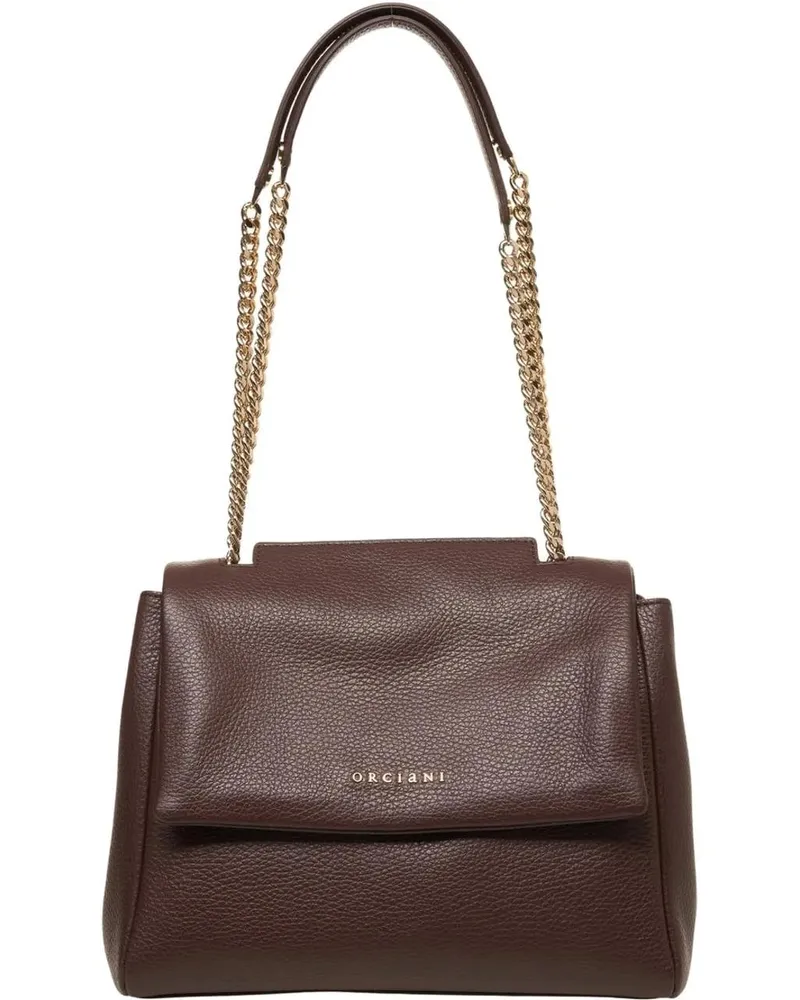 Orciani Hobo Bags Grained leather shoulder bag braun Braun