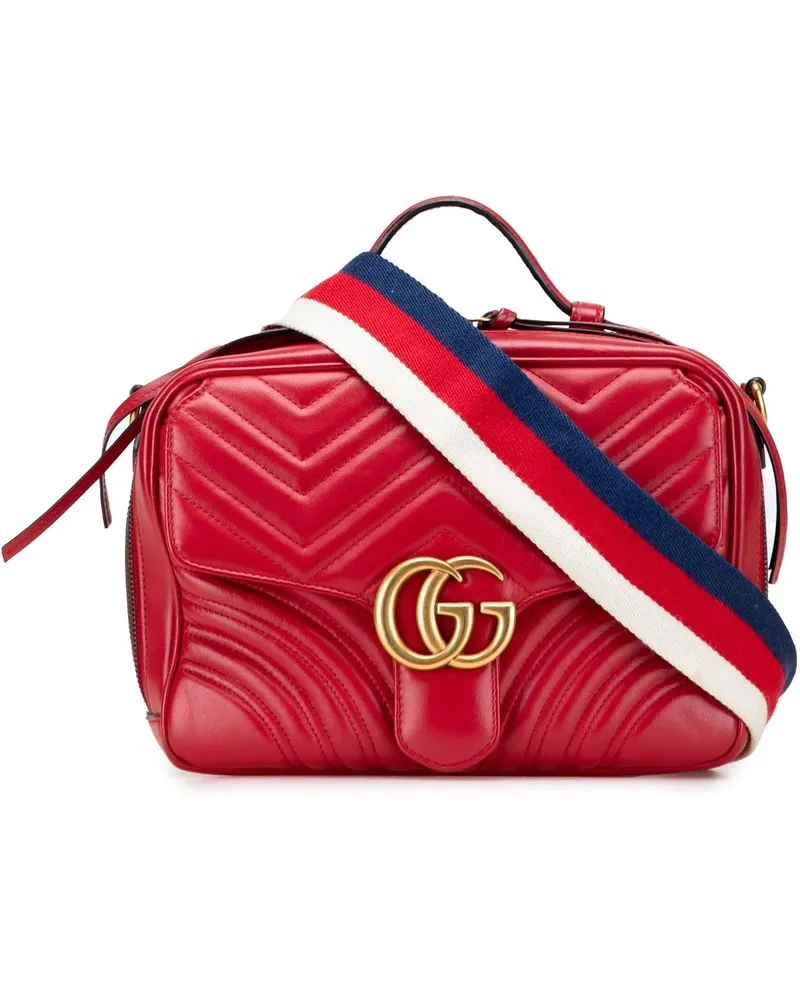 Gucci Hobo Bags Small GG Marmont Matelasse Leather Sylvie Top Hand rot Rot