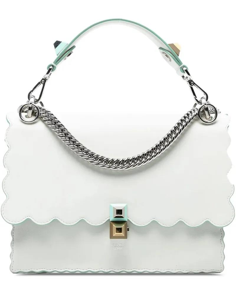 Fendi Hobo Bags Medium Scalloped Leather Studded Kan I Satchel weiß Weiß