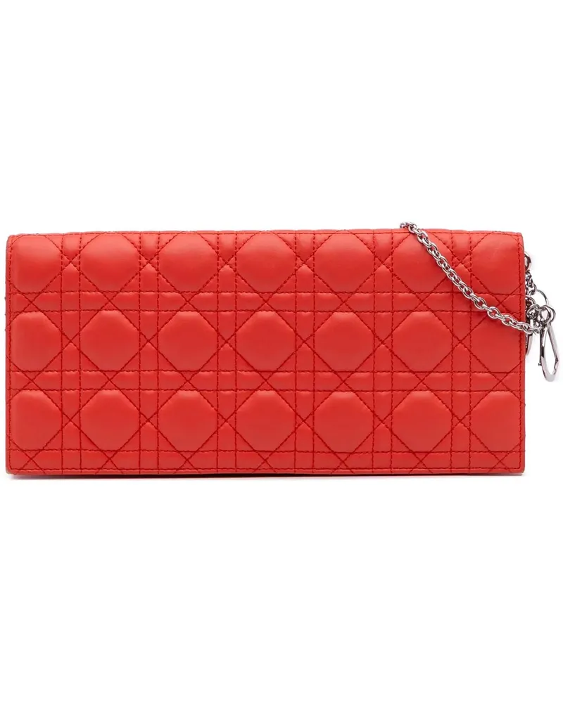 Dior Hobo Bags Lambskin Cannage Lady Dior Wallet On Chain orange Orange
