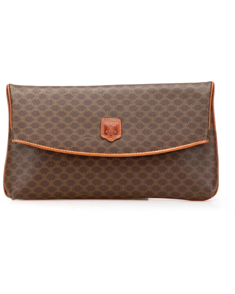 Celine Clutches Macadam Coated Canvas Clutch braun Braun