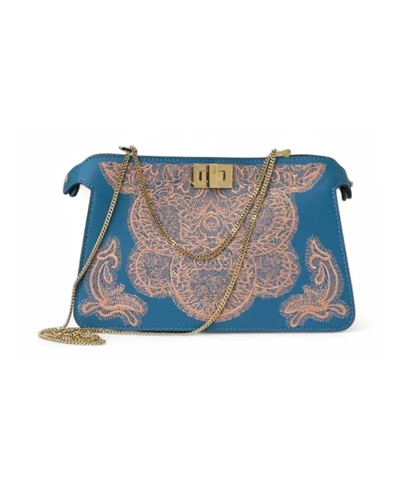 Fendi Clutches Peekaboo Clutch Light Blue Embroidery blau Blau