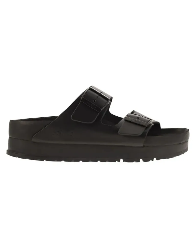 Birkenstock Sandalen Arizona Platform - Slipper With Leather Buckles schwarz Schwarz