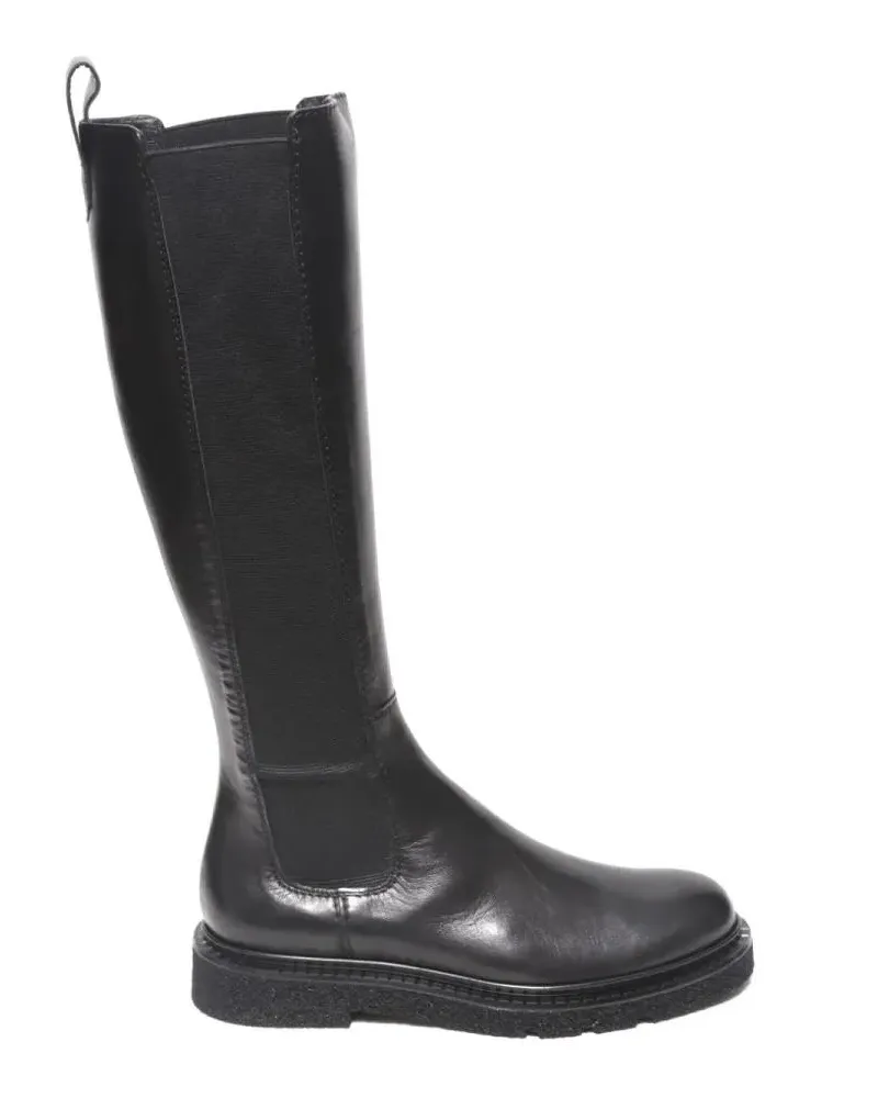 Guglielmo Rotta Stiefel Black Nappa Boot With Side Elastic schwarz Schwarz
