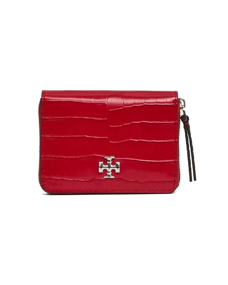 Tory Burch Portemonnaie Portafoglio Piccolo Con Zip Kira Effetto Coccodril rot Rot