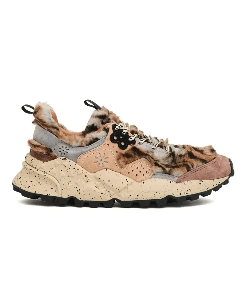 Flower MOUNTAIN Low-Top Sneaker Chunky Sneakers With Leopard Fur And Suede Detaili beige Beige
