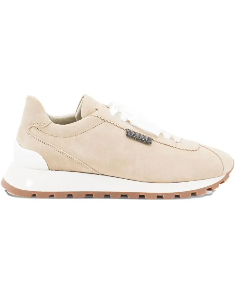 Brunello Cucinelli Low-Top Sneaker Suede Flat Shoes beige Beige