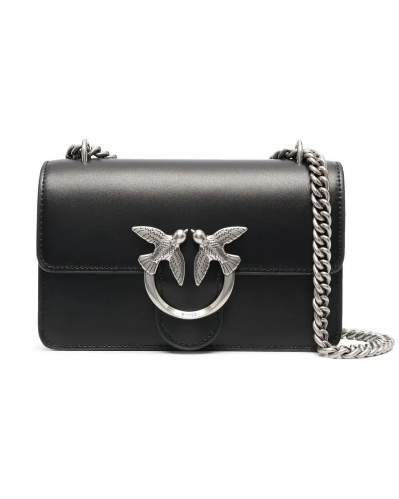 Pinko Hobo Bags Shoulder Bag With Silver Chain And Bird Motif Clas schwarz Schwarz