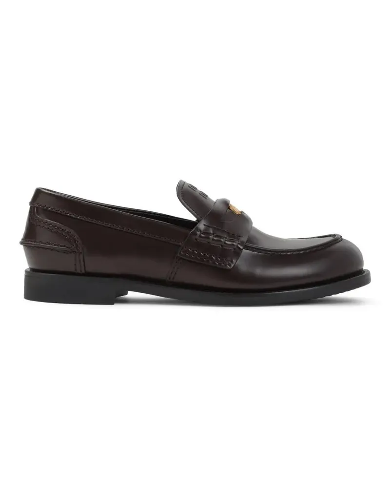 Miu Miu Comfortable Calf Leather Loafers braun Braun