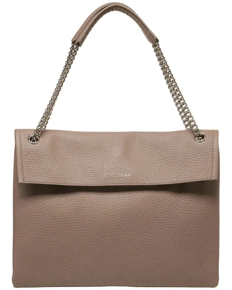 Orciani Hobo Bags Grained leather shoulder bag beige Beige