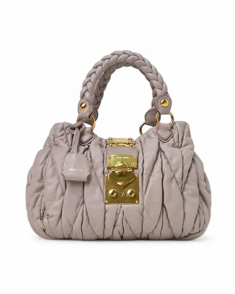 Miu Miu Hobo Bags Coffer Small Groffata Lilac grau Grau
