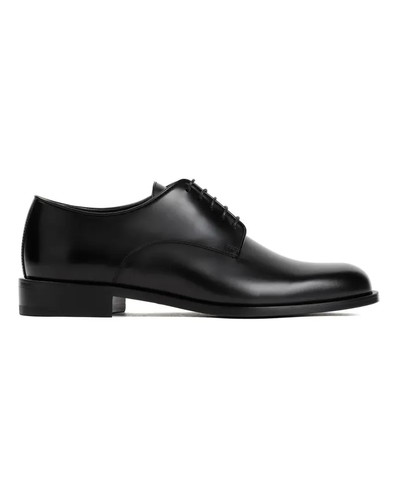 Giorgio Armani Black Bull Leather Laced Shoes schwarz Schwarz