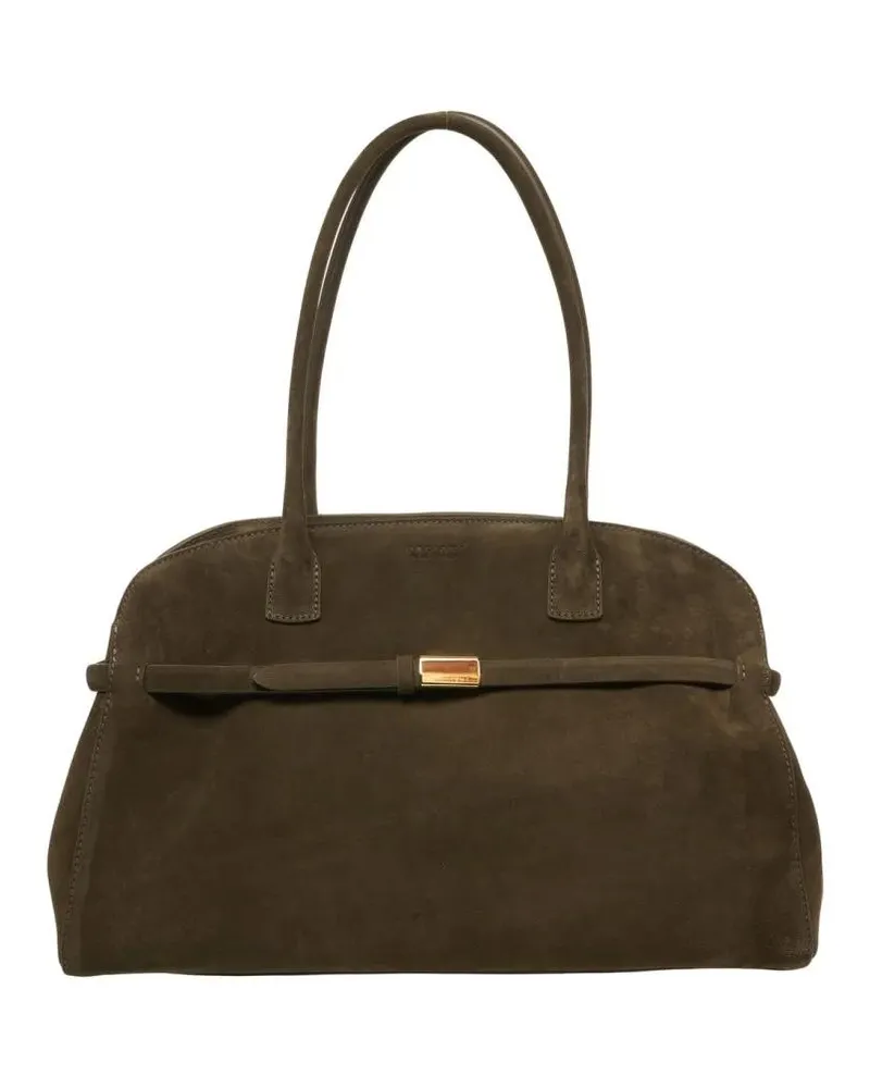 Orciani Hobo Bags Suede Handbag With Decorative Gold Buckle And Stru schwarz Schwarz