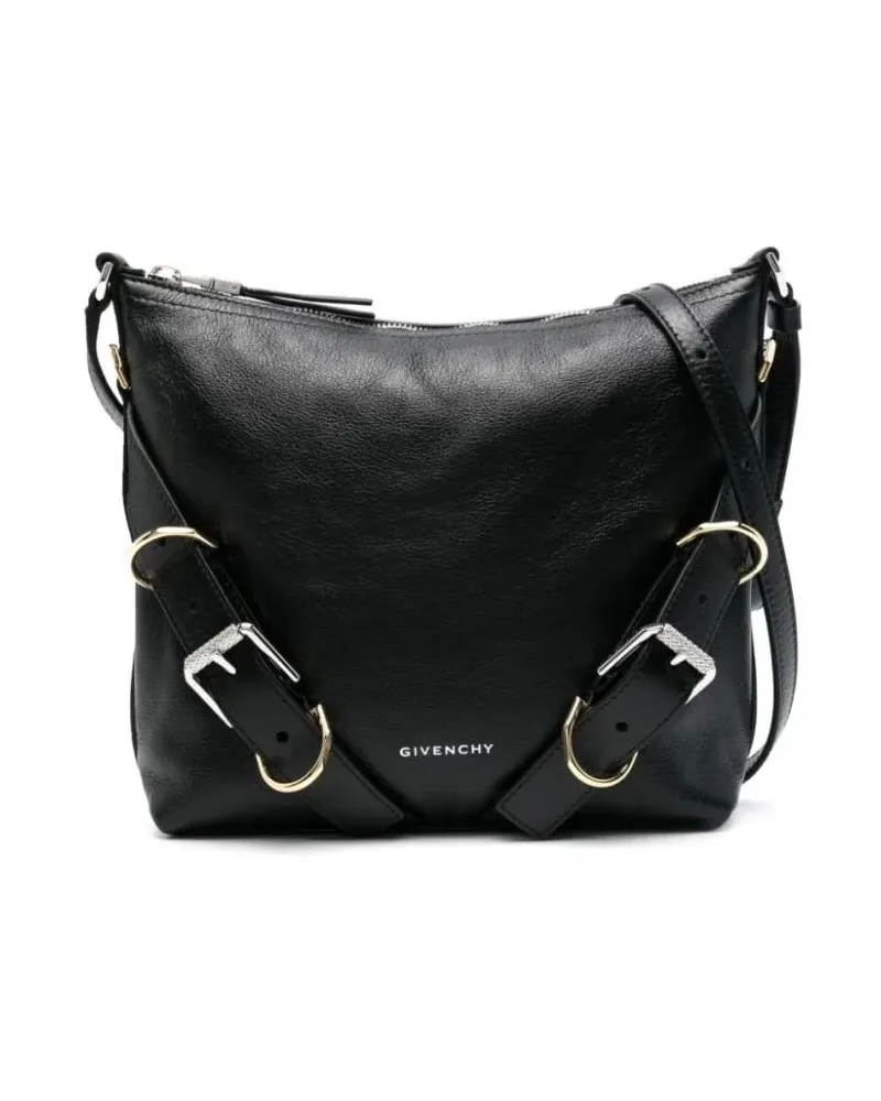 Givenchy Hobo Bags Grained Black Calf Leather Shoulder Bag With Decor schwarz Schwarz