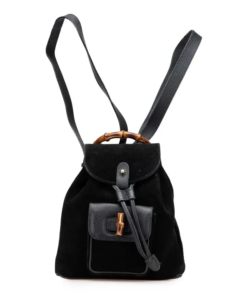 Gucci Rucksäcke Suede Bamboo Backpack schwarz Schwarz