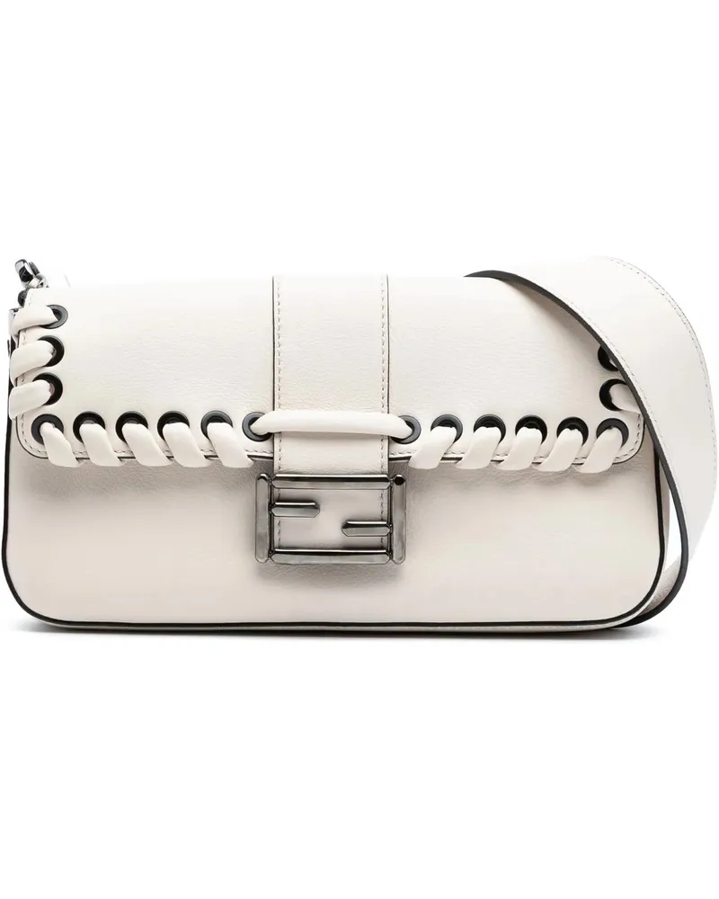 Fendi Hobo Bags Whipstitch Leather Baguette Crossbody weiß Weiß
