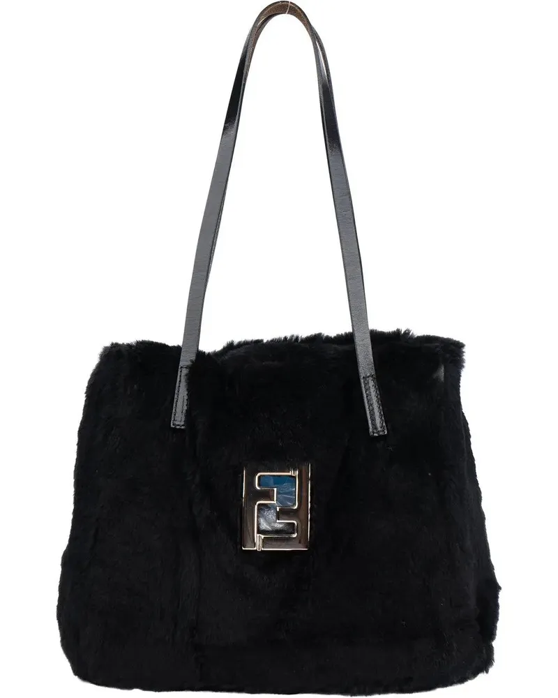 Fendi Crossbody Bags  FF Buckle Black Fur Shoulder Bag bunt Bunt