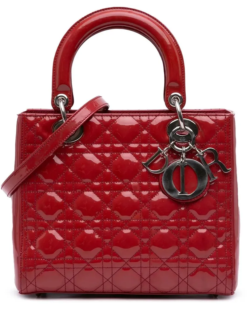 Dior Hobo Bags 2010 Medium Patent Cannage Lady Dior rot Rot