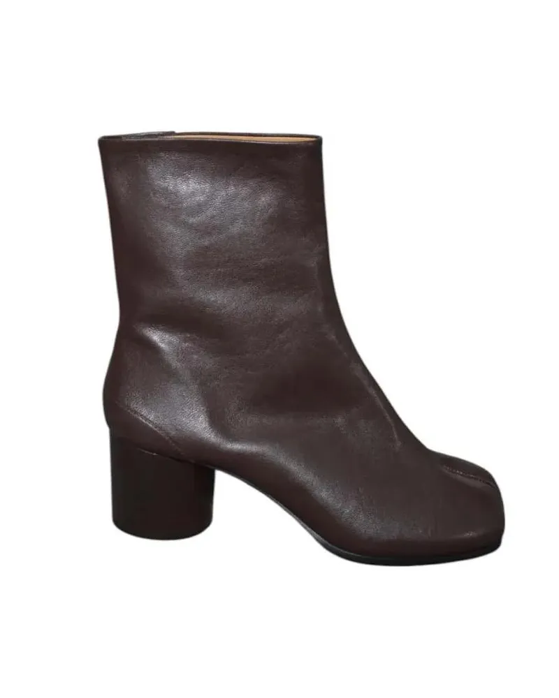 Maison Margiela Stiefel Split-Toe Dark Brown Leather Mid-Calf Boots braun Braun