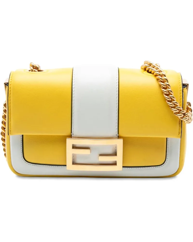 Fendi Hobo Bags Mini Bicolor Nappa Apolo Chain Baguette Shoulder B gelb Gelb