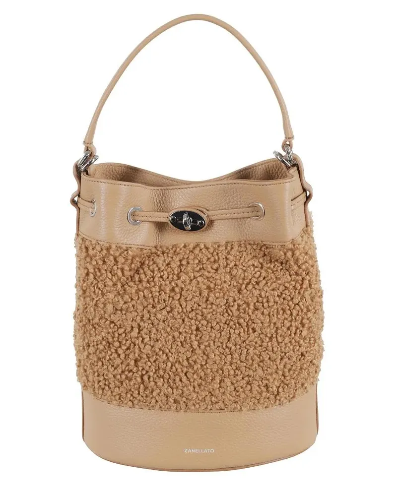 Zanellato Beuteltaschen Teddy Effect Shoulder Bag With Adjustable Strap braun Braun