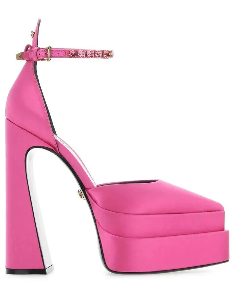 Versace Hohe Schuhe Pink Silk Satin Pumps pink Rosa