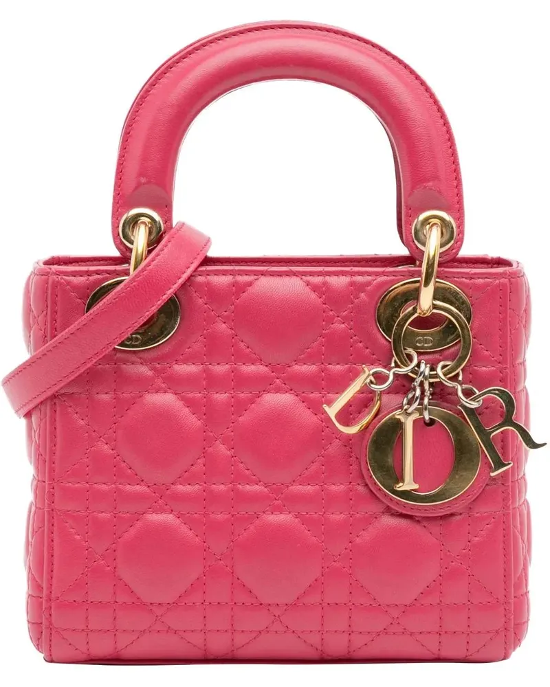 Dior Hobo Bags Mini Lambskin Cannage Lady Dior rosa Gold